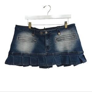 Denim Mini Skirt with Ruffle Hem